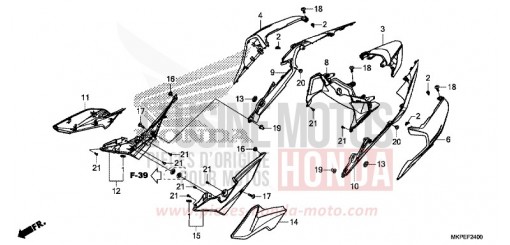 COUVERCLE LATERAL/CAPOT ARRIERE CB500FAN de 2022